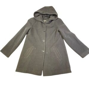 J Percy Black Hooded Wool Blend Coat Women's Size Medium